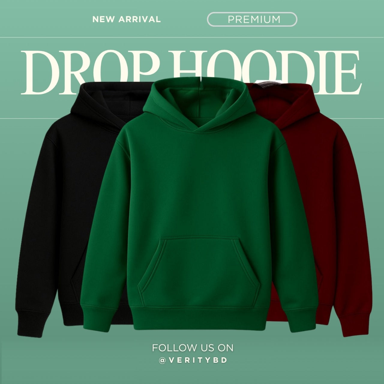 Black, Green, Maroon Drop Hoodie Combo-