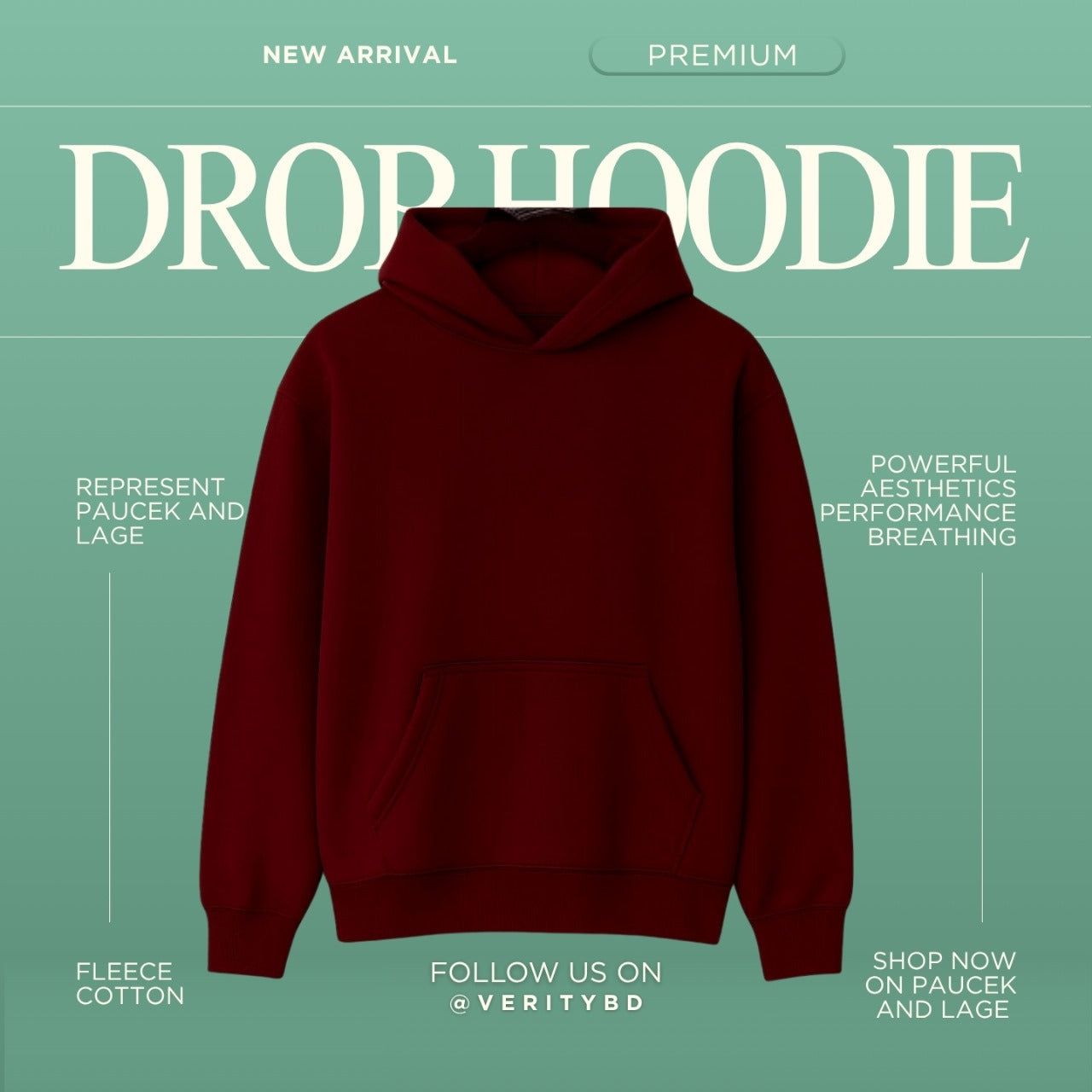 Maroon Premium Drop Shoulder Hoodie