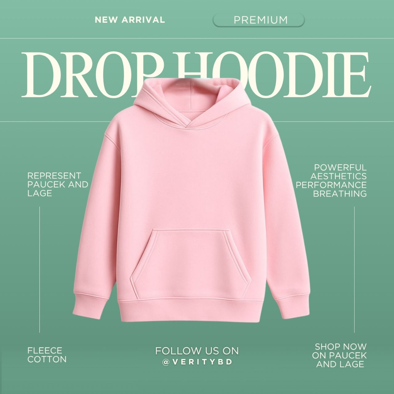 Pink Premium Drop Shoulder Hoodie