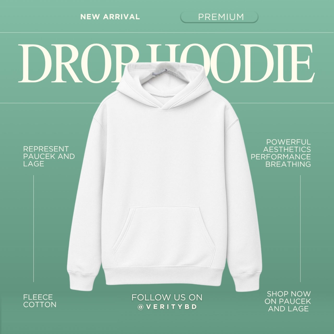 White Premium Drop Shoulder Hoodie