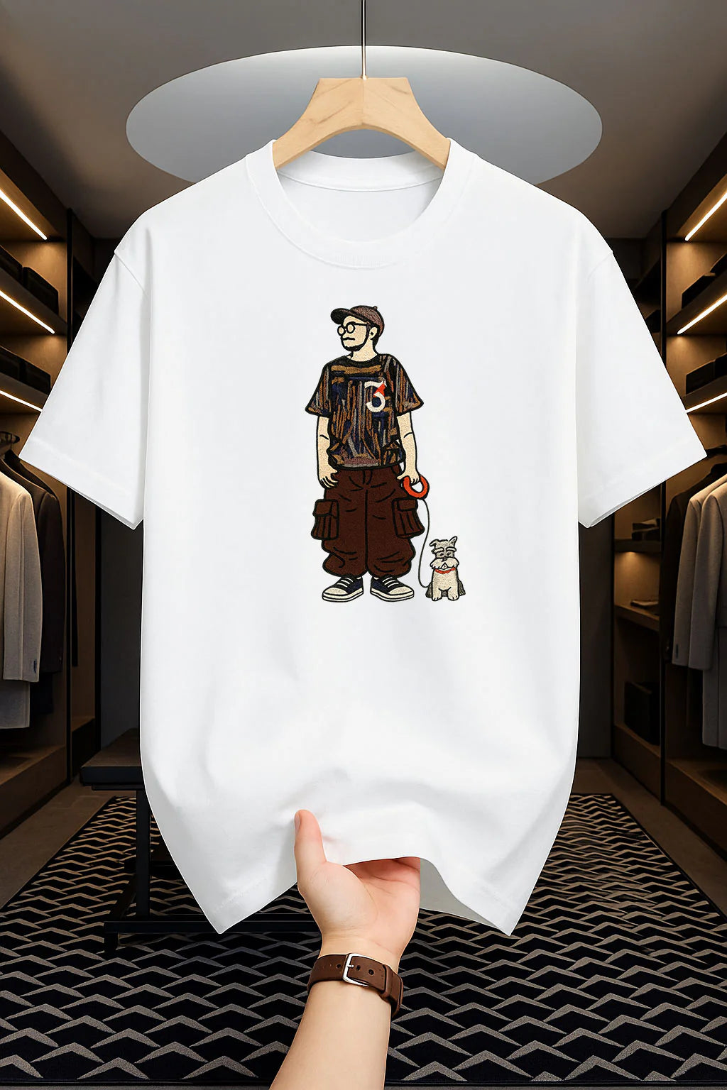 Cat Design - Drop Shoulder Print T-Shirt