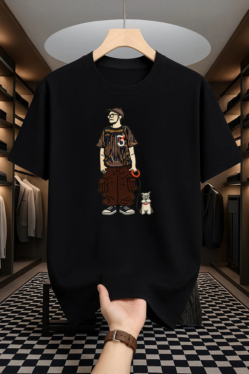 Cat Design - Drop Shoulder Print T-Shirt