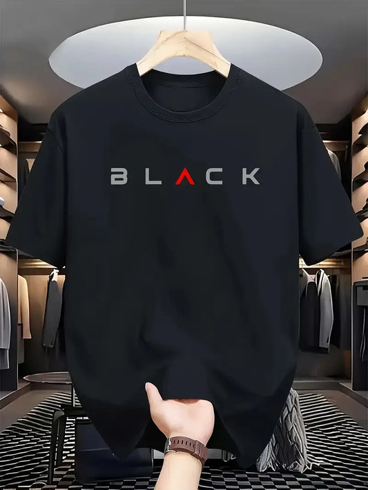 Black Design - Drop Shoulder Print T-Shirt