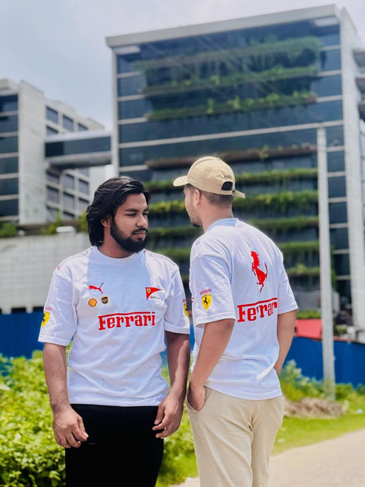 Ferrari-Drop Shoulder Print T-Shirt