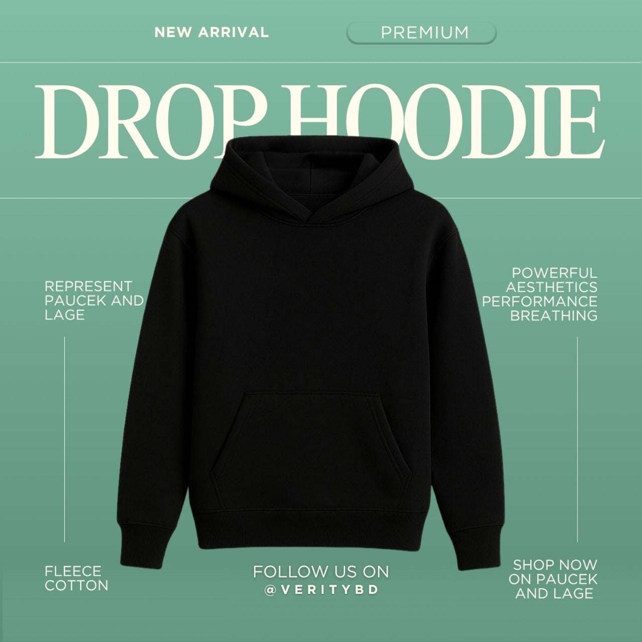 Black Premium Drop Shoulder Hoodie