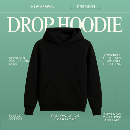Black Premium Drop Shoulder Hoodie