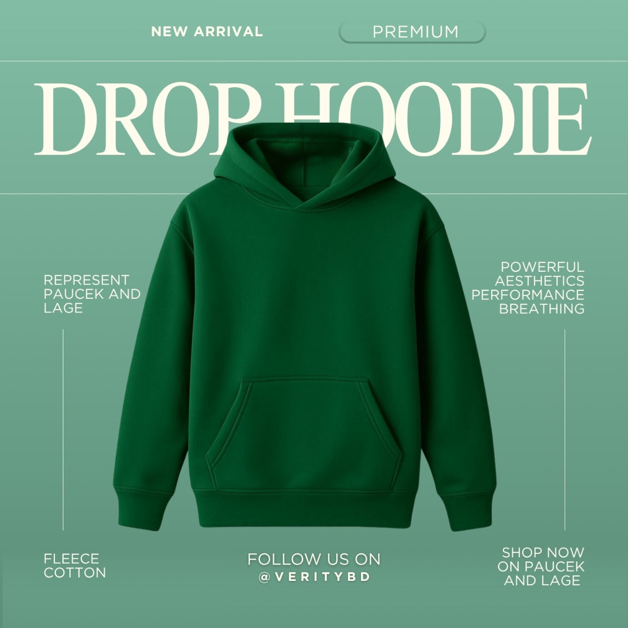 Green Premium Drop Shoulder Hoodie