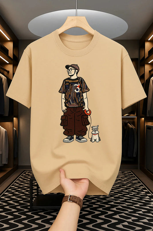 Cat Design - Drop Shoulder Print T-Shirt